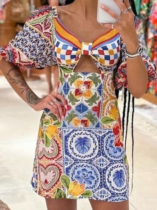FARM Rio Dresses & Skirts - Farm Rio Vestido Mania de Azulejo (Tile Mania Mini Dress) Size GG/XL